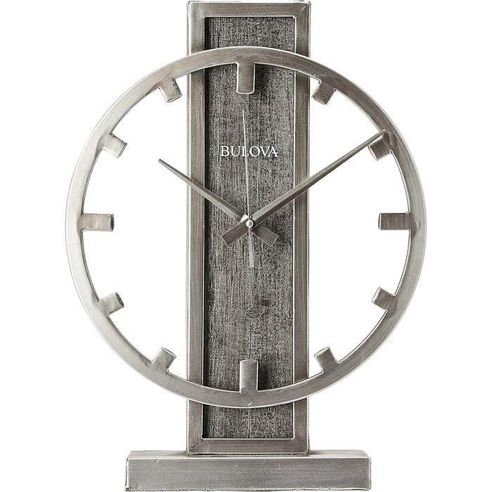 Настільний годинник Bulova B1864 Silver Streak, срібний металевий корпус, сучасний дизайн