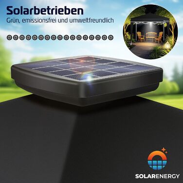 Павільйон KESSER 3x3 м складаний з LED-підсвіткою, водонепроникний, зимостійкий, для саду та вечірок, з пультом ДУ, сумкою, чорний, UV-захист 50+