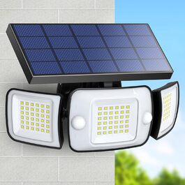 Сонячна лампа INTELAMP для вулиці з датчиком руху, 6000 мА·год, 108 LED, водонепроникна IP65, для тераси, гаража, подвір'я