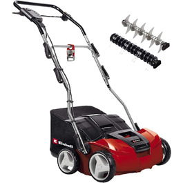 Електричний аератор-скарифікатор Einhell GE-SA 1435, 1400 Вт, 35 см, 3-9 мм, регулювання висоти, 28 л травозбірник, з валиком для аерації