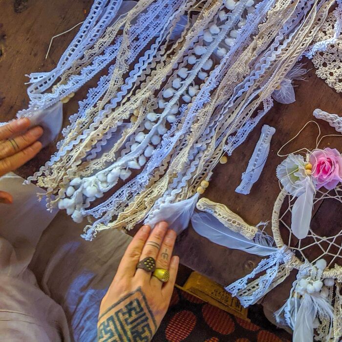 Набір для створення ловця снів Mandala Life Art з LED гірляндою, 2 шт. – натуральні матеріали, творчий комплект для виготовлення богемного настінного декору