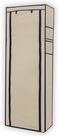 Тканинна шафа INTIRILIFE 170x58x28 см з блискавкою, 9 полиць, для одягу та взуття, кемпінгова, кремово-бежевого кольору