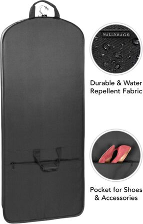 Дорожній чохол для суконь WallyBags, три складання, 152 см, темно-синій/чорний
