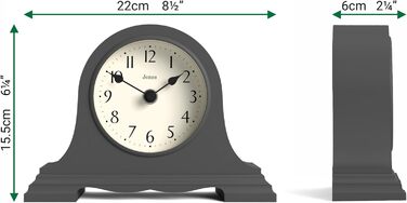 Настільний годинник JONES CLOCKS Speakeasy у класичному стилі Наполеонівської шапки, темно-сірий, для столу, полиці чи тумбочки