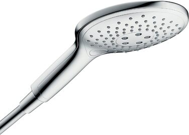 Душова лійка hansgrohe Raindance Select S, 3 режими струменя, антикальк, водозбереження, білий/хром, у комплекті з душовим шлангом