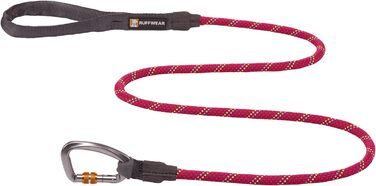 RUFFWEAR Knot-a-Leash — світловідбивний повідок для собак із мотузки, карабін, 1,5 м, 7 мм, чорний обсидіан, розмір S, рожевий гібіскус