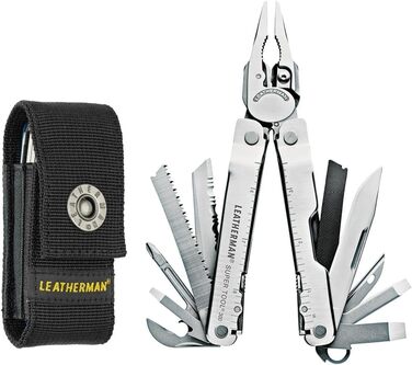 Мультитул Leatherman Super Tool 300, 19-в-1, з потужними плоскогубцями, сріблястий, у комплекті MOLLE-чохол, для важких робіт