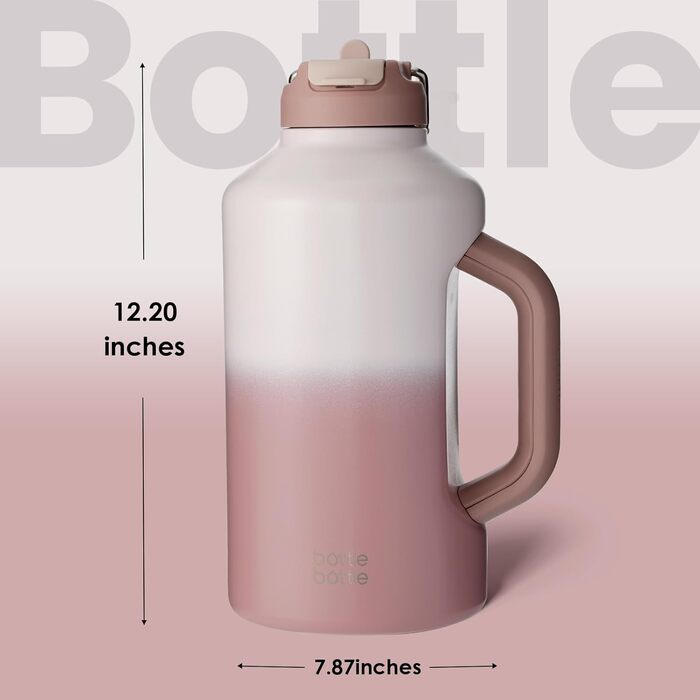 Термос-пляшка BOTTLE BOTTLE з трубочкою, подвійна кришка, спортивна вакуумна пляшка з нержавіючої сталі для чоловіків, з ручкою, 1,8 л, градієнт