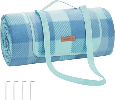 Пікнікова ковдра SONGMICS 200x300 см, водонепроникна, складана, з 4 кілочками, для парку, саду, пляжу, синя