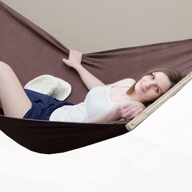 Гамак XXL AMANKA для двох, 200x120 см, сірий/коричневий, підвісний текстильний гамак для 2 осіб