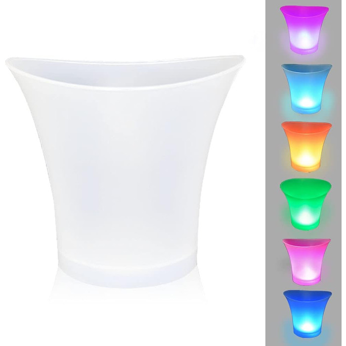 LED відро для льоду 5 л, багатоколірне, водонепроникне, для шампанського, вина, пива, охолоджувач пляшок для вечірки, дому, бару
