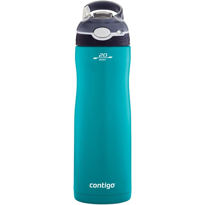 Термобутилка Contigo Ashland Chill з трубочкою, нержавіюча сталь, 590 мл, ізольована, для спорту, велосипеда, туризму, не протікає (Scuba)