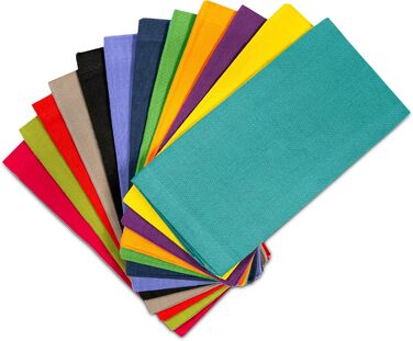 Серветки з бавовни Cotton Craft 100%, 20x20 дюймів, набір різнокольорових, для сервірування столу