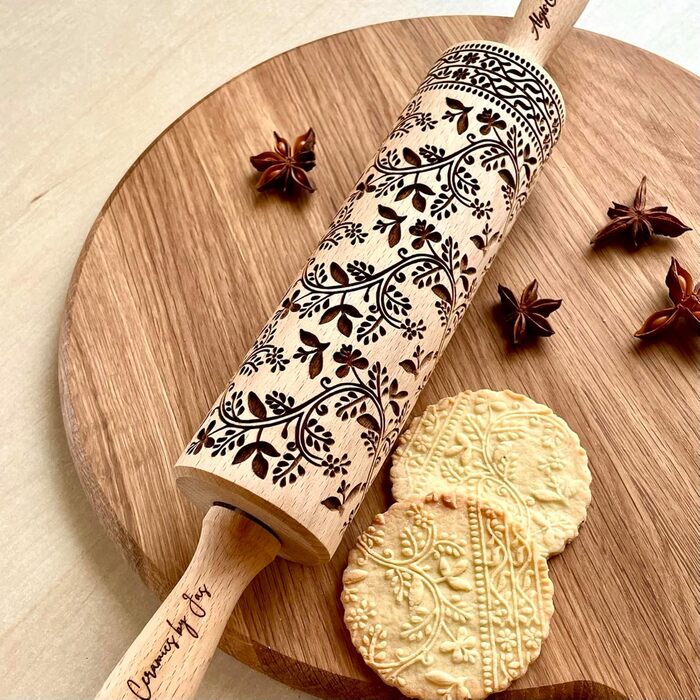Рельєфний качалка FLORAL VINE для кераміки та печива, спільний дизайн Algiscrafts і Pottery by Jas