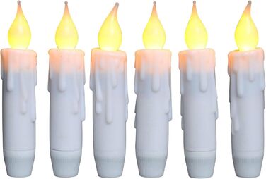 Набір з 6 світлодіодних конусних свічок з імітацією воску CVHOMEDECO, тепле біле світло, таймер, 10,2 см