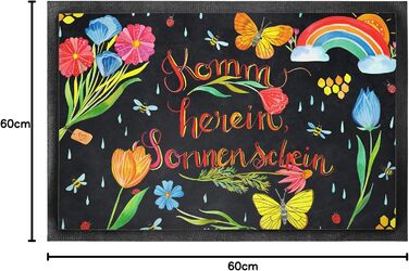 Килимок для входу Mr. & Mrs. Panda 'Заходь, сонечко' 40x60 см – весняний декор, квіти, натуральний, мотиваційний подарунок, дверний килимок для вулиці