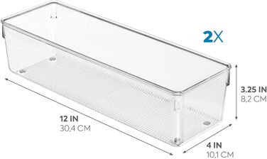 Органайзер для столових приборів iDesign Linus, пластиковий, прозорий, для ящиків, набір 2 шт. (10,16 x 30,48 x 7,62 см)