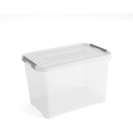Пластикова прозора коробка для зберігання CURVER Handy Plus з кришкою, 65 л, 60x40x39 см, срібляста