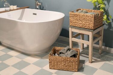 Набір кошиків для зберігання Decorasian, плетені з водяної гіацинти та морської трави, прямокутні, 2 штуки, розмір L (37x28x20 см)