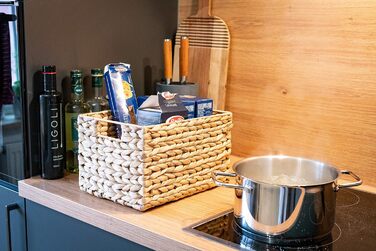 Набір кошиків для зберігання Decorasian, плетені з водяного гіацинту і морської трави, прямокутні, 2 шт, розмір M (32x23x19 см)