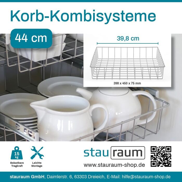 Висувний кошик для шафи 50 см, 3-рівневий органайзер Stauraum-Shop