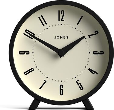 Настільний годинник JONES CLOCKS Venus, чорний, ретро-дизайн, круглий, для столу, полиці, каміна або тумби