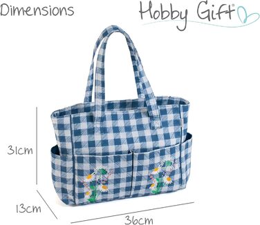 Сумка для рукоділля з бавовни Hobby Gift 13x36x31 см, клітинка з польовими квітами