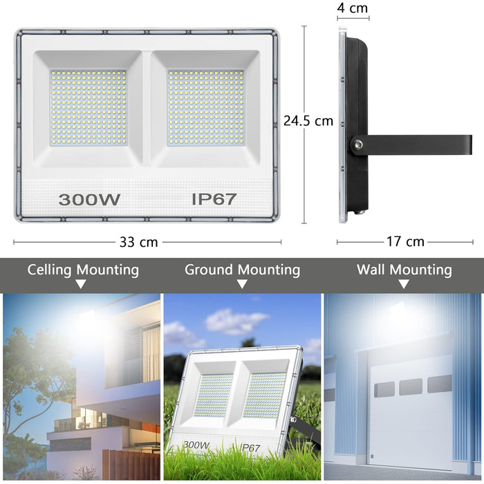 LED прожектор для вулиці YIQIBRO 50 Вт, 2 шт., 5000 Лм, 7000K, IP67, холодне світло для саду, гаража, тераси