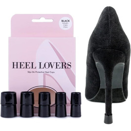 Набір Heel Lovers: 5 пар захисних накладок на підбори FootFitter, безшумні силіконові насадки для взуття на підборах, чорні