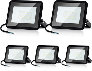 LED прожектор для вулиці 100Вт, 5шт, IP66 водонепроникний, 8500Лм, 6000K холодне біле світло, кут 120°, для зовнішнього та внутрішнього освітлення