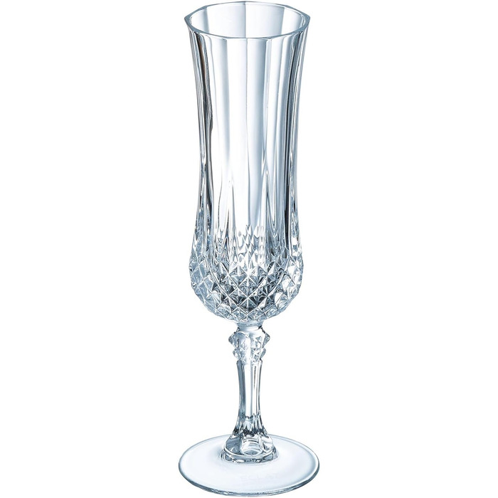 Келихи для шампанського Cristal d'Arques Paris Longchamp, 140 мл, прозорі, ударостійкі, набір 6 шт., вироблені у Франції