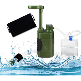 Портативний фільтр для води Outdoor 5000L, армійський зелений, для виживання та надзвичайних ситуацій