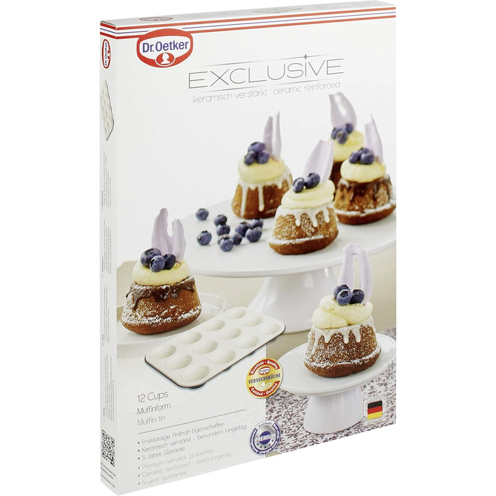 Форма для випікання мафінів Dr. Oetker EXCLUSIVE 12 шт, Ø 5 см, сталева, з керамічним антипригарним покриттям, сіро-коричнева/кремова