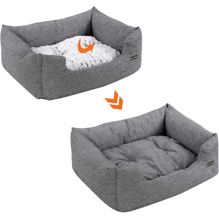 Лежак для собак Feandrea XL, ортопедичний, оксфорд, антиковзний, 100x70 см, сірий