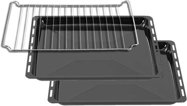 Емалевий деко для духовки ICQN 45,5x37,5x3 см, жирозбірник, сумісний з Bosch, Siemens, Neff, Constructa, Flavel, Simfer, подвійний набір з решіткою, стійкий до подряпин і корозії