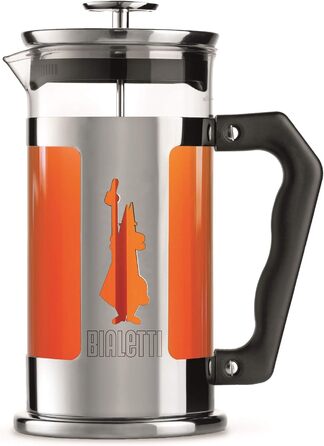 Френч-прес Bialetti Preziosa для кави і чаю, 1 л, скло та нержавійка, для 8 чашок, комплект із кавою Perfetto Moka Classico