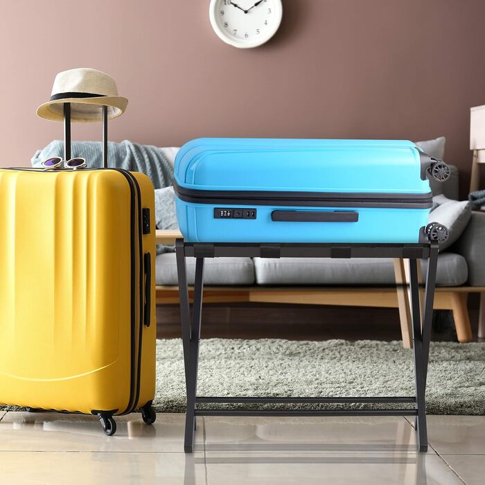 Складана підставка для валіз Relaxdays, дерев'яна багажна полиця, 54,5x66x44 см, для готелів і дому, чорна