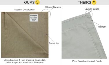 Серветки з бавовни COTTON CRAFT, 12 шт, 100% натуральна бавовна, багаторазові, для сервірування столу, французький стиль, для дому, свят, весни, літа, осені, зими, м'які, поглинаючі, 45,7 см
