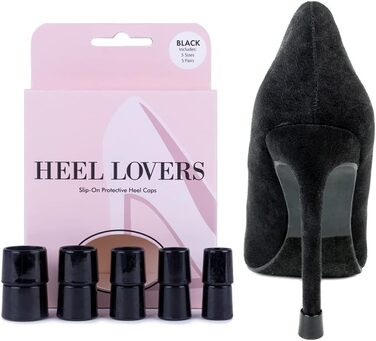 Набір Heel Lovers: 5 пар захисних накладок на підбори FootFitter, безшумні силіконові насадки для взуття на підборах, чорні