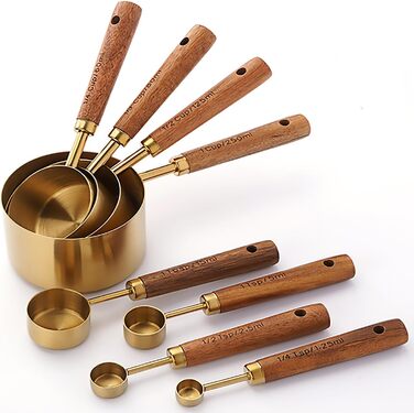 Тато серед 8 шт. Набір мірних чашок з нержавіючої сталі Gold Tone