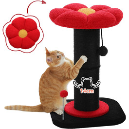 Котячий комплекс-дерево Flower для кімнатних котів, чорний, з товстим стовпом 14 см, знімним квітковим лежаком і іграшкою-пір'їнкою