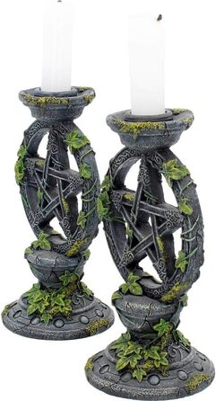 Підсвічники Nemesis Now Wiccan з пентаграмою, чорна смола, 15 см, набір 2 шт.
