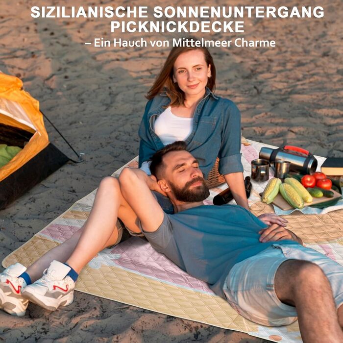 Пляжний килимок LARUTAN Sicilia 200x300 см, водонепроникний, праний, з ременем для перенесення – ідеальний для пляжу та пікніка