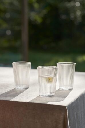Склянки Stelton Pilastro 240 мл – ребристі, набір 6 шт, для гарячих і холодних напоїв, складані, скло, можна мити в посудомийній машині