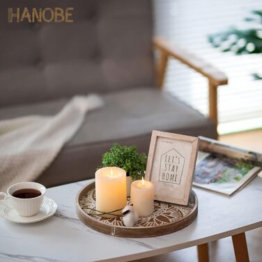 Дерев'яне декоративне піднос Hanobe 30 см, вінтаж, круглий, для свічок, сервірування, кухня, стіл, бохо-шик, браун