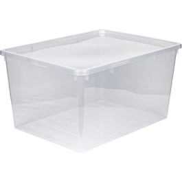 Велика прозора пластикова коробка для зберігання Kreher XXL з кришкою, 135 л, 78x56x41 см
