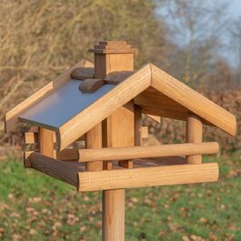 Годівниця для птахів VOSS.garden Grota з дерев'яною стійкою і металевим дахом, 134 см, стійка до погодних умов