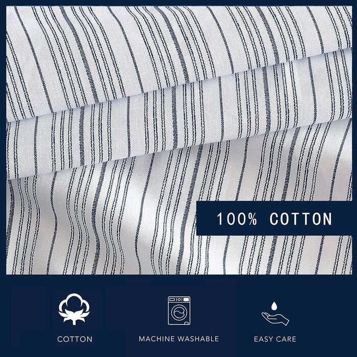 Комплект наволочок Nautica Beaux Stripe, 2 шт., бавовняний перкаль, синій, для дому, 50,8x76,2 см