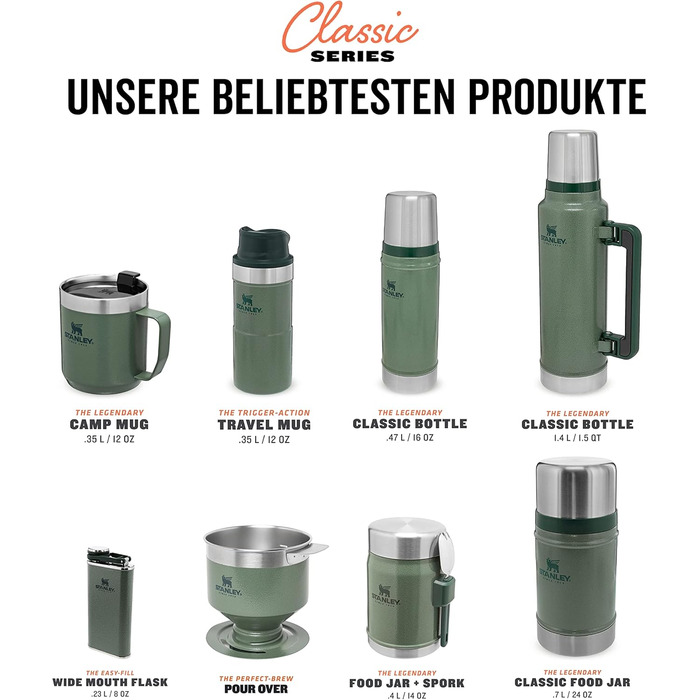 Термос Stanley Classic Legendary, нержавіюча сталь, 1 л, 24-32 год тримає тепло/холод, BPA Free, кришка-чашка, для напоїв, для подорожей
