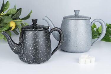 Чайник Café Olé PT-048, преміум 18/10 нержавіюча сталь, 1,4 л, сірий граніт, безкапельний носик, порожнисті ручки, відкидний кришка